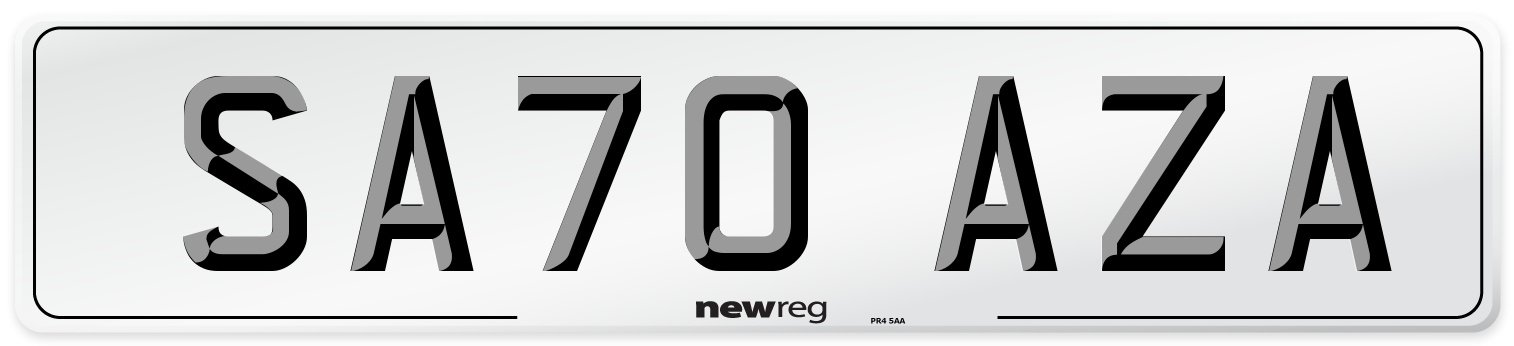 SA70 AZA Number Plate from New Reg